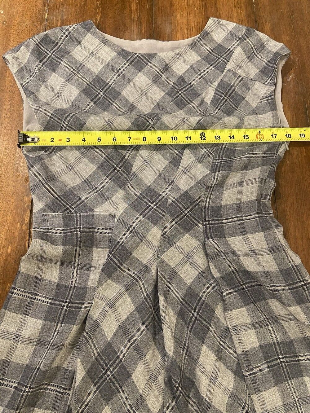 Sundance Womens Cap Sleeve a Line Dress Gray Plaid Dress - Picture 10 of 16